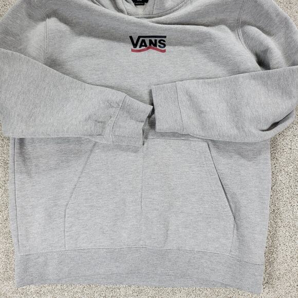 Vans Off The Wall Hoodie Youth L Gray Spell Out‎ Logo Kangaroo Pouch Pullover - Picture 11 of 15